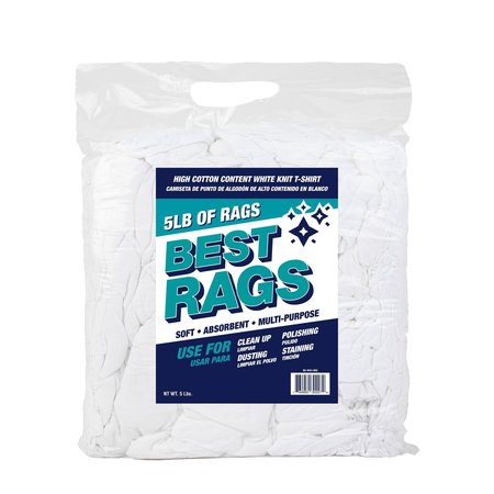 Monarch T-Shirt Cleaning Rags - White - New - 5 lb Bag N2-W43-5BG